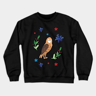 Owl watercolor Christmas artsy pattern. Crewneck Sweatshirt